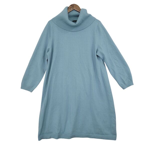 Talbots Dresses & Skirts - Talbots 2XPlus Light Blue Turtleneck Sweater Dress Cotton/Acrylic Blend 21CT